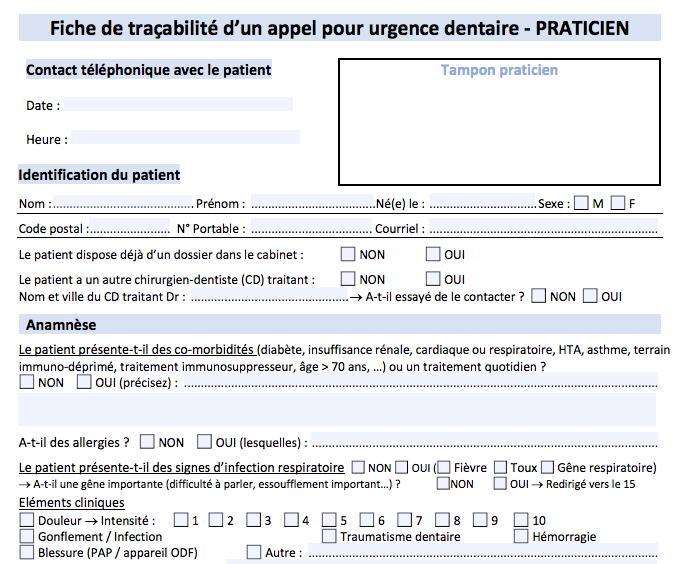 Questionnaire médicodentaire